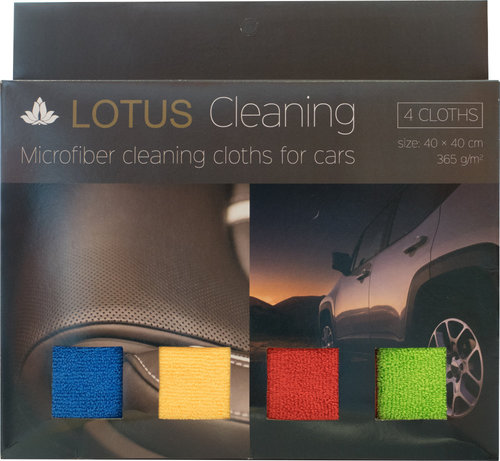Lotus Cleaning mikrokuituliina 365 gr/m2 40x40 cm - 4 eri väriä per pakkaus